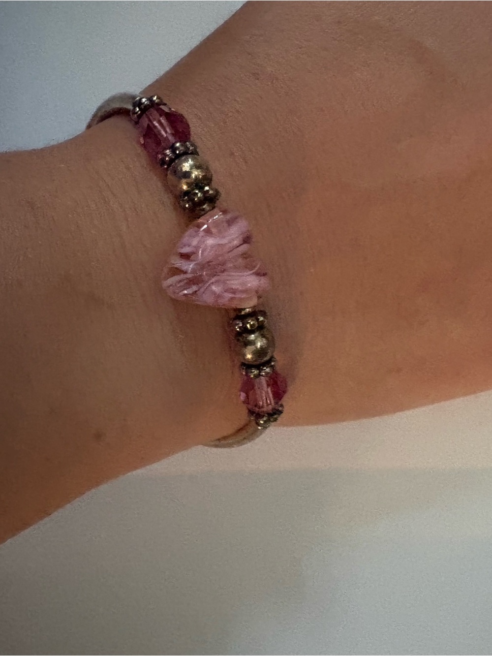 Delicate Pink Beaded Women's Bracelet